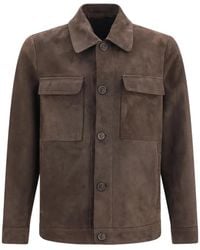 SANTORO - Button-Up Suede Jacket - Lyst