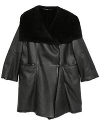 Emmeci - Shearling-Collar Leather Coat - Lyst