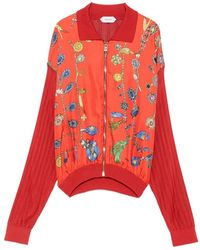 Versace - Jewellery-Print Pleated-Sleeve Cardigan - Lyst