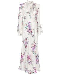Raquel Diniz - Valerie Floral-Print Tie-Neck Maxi Dress - Lyst