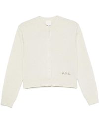 A.P.C. - A. P.C. Logo-Embroidered Ribbed-Trim Cardigan - Lyst
