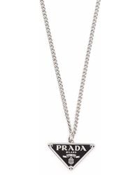 Prada Triangle-logo Necklace - Metallic