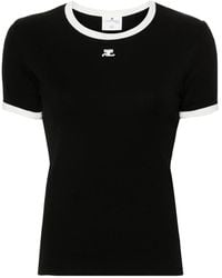 Courreges - Logo T-Shirt, Cotton, Crew Neck, Short Sleeves - Lyst