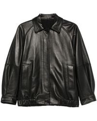 SANTORO - Button-Up Leather Jacket - Lyst
