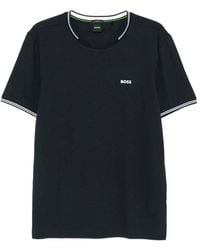 BOSS - Stretch-Cotton T-Shirt With Stripes And Logo - Lyst