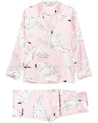 Olivia Von Halle - Lila Selene Swan-Print Pajamas - Lyst