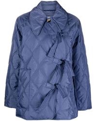 Ganni Ripstop Quilt Coat in Black | Lyst