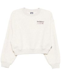 New Balance - Logo-Print Cropped Sweater - Lyst