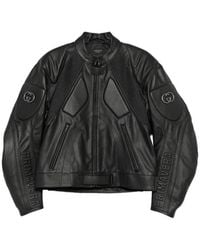 Gucci - Web-Stripe Interlocking G Leather Jacket - Lyst