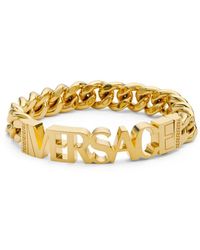 Versace - Logo-lettering Polished-finish Bracelet - Lyst