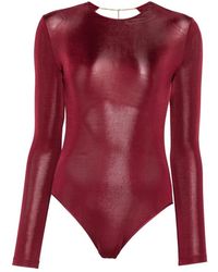 Saint Laurent - Open-Back Long-Sleeve Bodysuit - Lyst