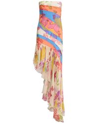 Donde Esteban - Flores Strapless Asymmetric Dress - Lyst