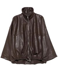 Emmeci - Belted Oversized Leather Jacket - Lyst