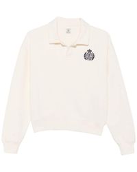 Sporty & Rich - Elfa Logo-Embroidered Polo-Collar Sweatshirt - Lyst