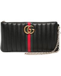 Gucci - Gg Marmont Web-Stripe Quilted Clutch Bag - Lyst
