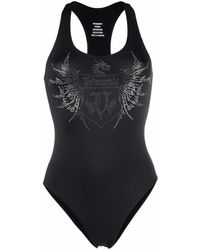 Vetements Logo-crest Embellished Swimsuit - Black