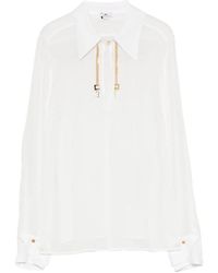 Elisabetta Franchi - Logo-Plaque Chain-Detail Blouse - Lyst