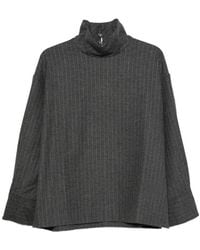 LA PISCINE - Pinstripe-Pattern High-Neck Blouse - Lyst