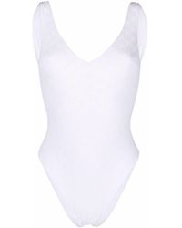 Elisabetta Franchi Logo Jacquard One-piece Swimsuit - White