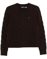 Ralph Lauren - Cable-Knit Embroidered-Logo Sweater - Lyst