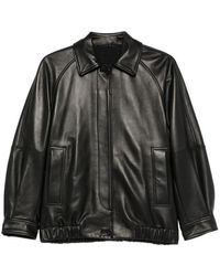 SANTORO - Button-Up Leather Jacket - Lyst