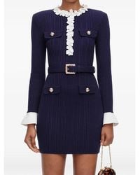 Self-Portrait - Flower Rib Knit Mini Dress - Lyst