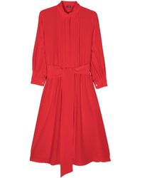 Kiton - Pleat-Detail Silk Midi Dress - Lyst