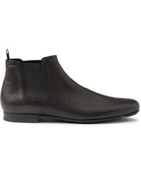 Prada - Almond-Toe Leather Chelsea Boots - Lyst