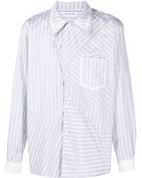 Kiko Kostadinov - Asymmetric-fastening Striped Cotton Shirt - Lyst