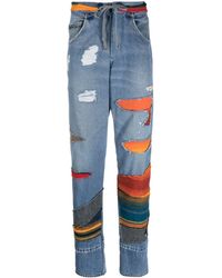 Greg Lauren - Patchwork Mid-Rise Tapered Jeans - Lyst