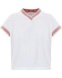 Versace - Greca-Trim V-Neck T-Shirt - Lyst