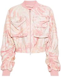 DIESEL - Abstract-Print Cropped Bomber Jacket - Lyst