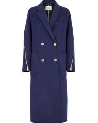 Fendi Zip Detail Straight-cut Coat - Blue
