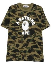 A Bathing Ape - A Bathing Ape Camouflage-Print Logo-Print T-Shirt - Lyst