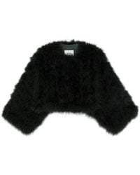 Yves Salomon - Feather-Trim Cropped Jacket - Lyst