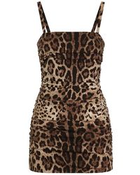 Dolce & Gabbana - Leo-Print Charmeuse Dress - Lyst