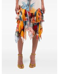 Donde Esteban - Ruffled Chiffon Silk Midi Skirt - Lyst