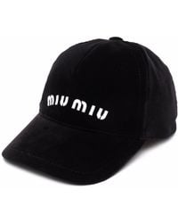 Miu Miu - Brand-embroidered Velour Cap - Lyst