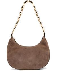L'ALINGI - Crystal-Embellished Suede Shoulder Bag - Lyst