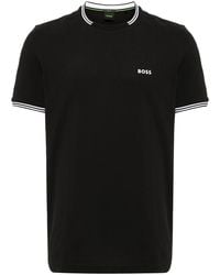 BOSS - Stretch-Cotton T-Shirt With Stripes And Logo - Lyst