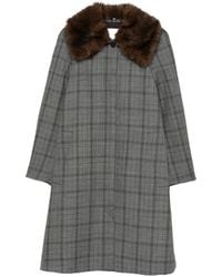 Tela - Check Faux-Fur Collar Coat - Lyst