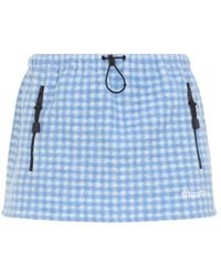 Miu Miu - Vichy Gingham Drawstring-Waist Fleece Mini Skirt - Lyst