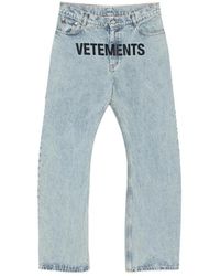 Vetements - Logo-Print Loose-Fit Jeans - Lyst