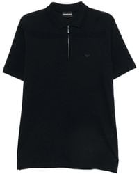 Emporio Armani - Zip-Fastening Logo-Embroidered Polo Shirt - Lyst