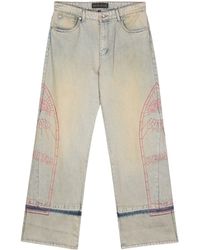 Who Decides War - Embroidered Motif Wide-Leg Jeans - Lyst