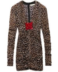 Blumarine - Leopard-Print Ruched Mini Dress - Lyst