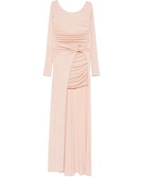 Elisabetta Franchi - Ruched Logo-Buckle Gown - Lyst
