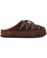 Prada - Shearling-Lined Lace-Up Mules - Lyst