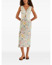 FARM Rio - Rendeira 3D Bodice Euroflax Premium Linen Midi Dress - Lyst