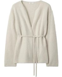 Soft Goat - V-Neck Tie Brushed Cardigan - Lyst